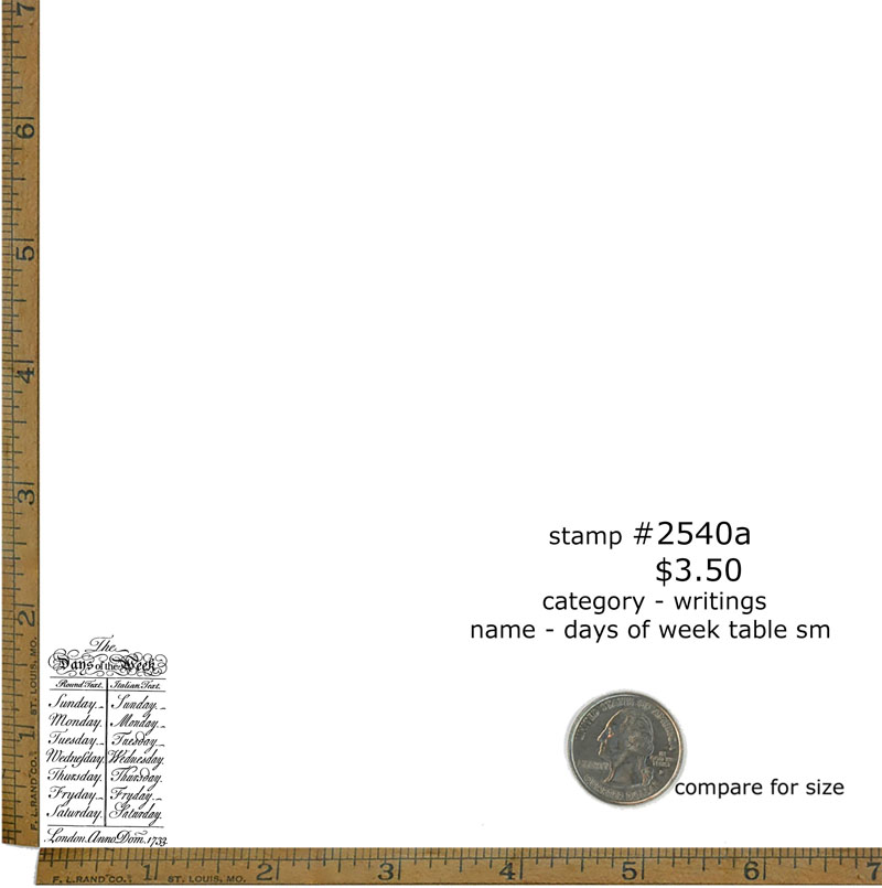#2540a - Days of Week Table Sm. - Writings